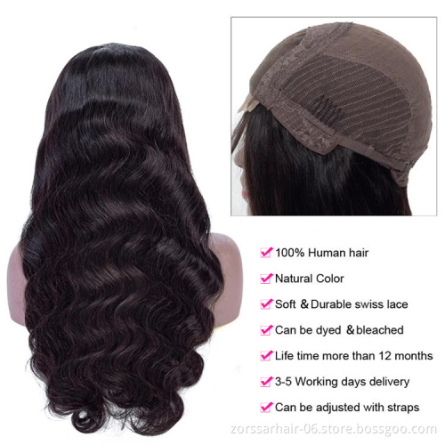 Raw Body Wave Virgin Hair Wig,wholesale Human Hair 13x4 Lace Front Wigs 100% Brazilian Swiss Lace Natural Black 1 Piece Long